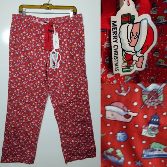 NEW M CHRISTMAS VINEYARD VINES RED WHALE SAILBOAT LOUNGE PAJAMA PANT MEDIUM NWT - Picture 1 of 7